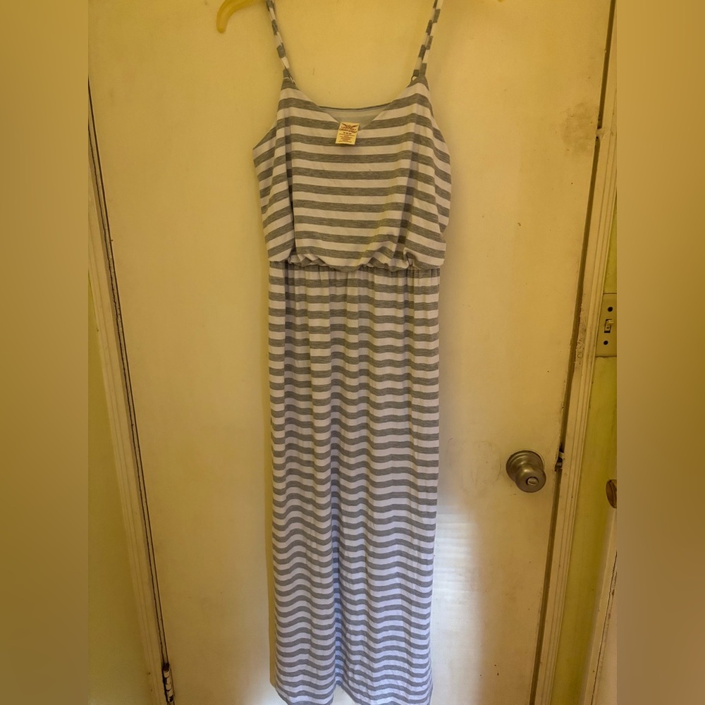 Faded Glory Blue and White Striped Backless Dress